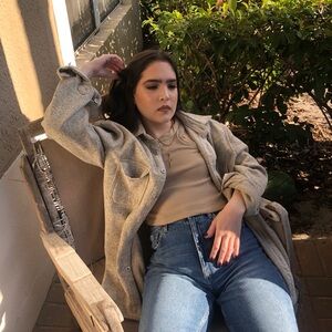 Navissi Tan Ribbed Crop Top